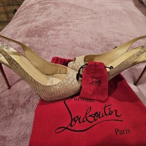 Christian Louboutin Beige Snakeskin Pumps